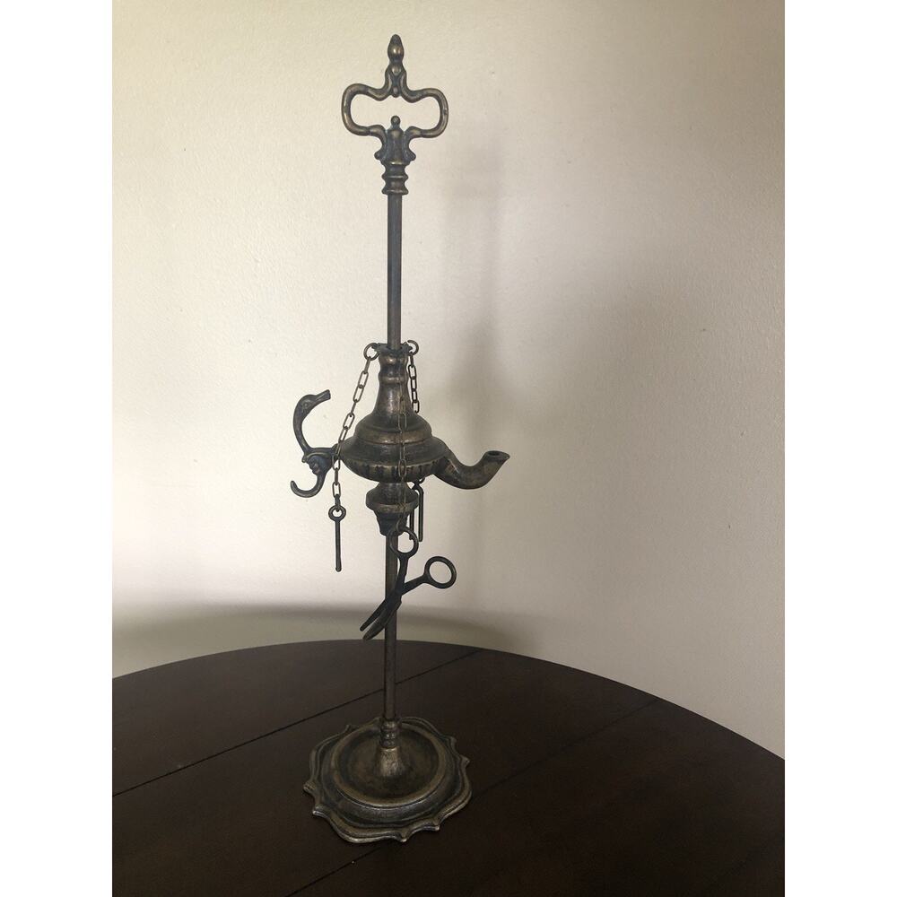 Antique Brass Oil Lamp W/tools